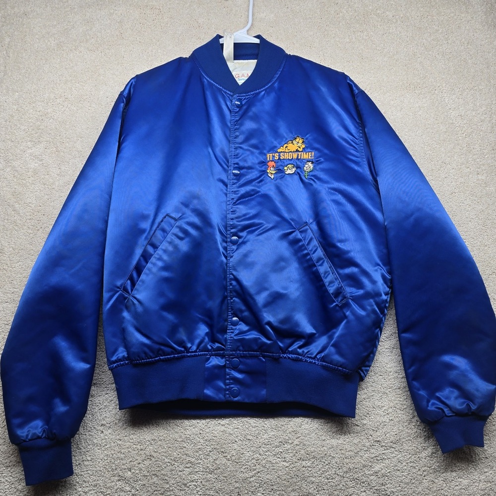 Vintage Flintstone Garfield and‎ Woody Woodpecker 80s Jacket Blue Polyester